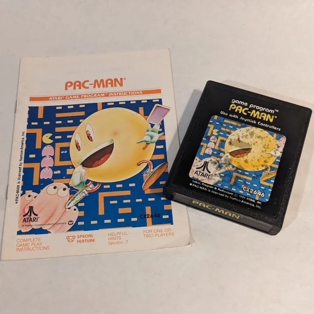 Vintage Atari 2600 Pac-Man With Rare Manual Untested Game Program 1981